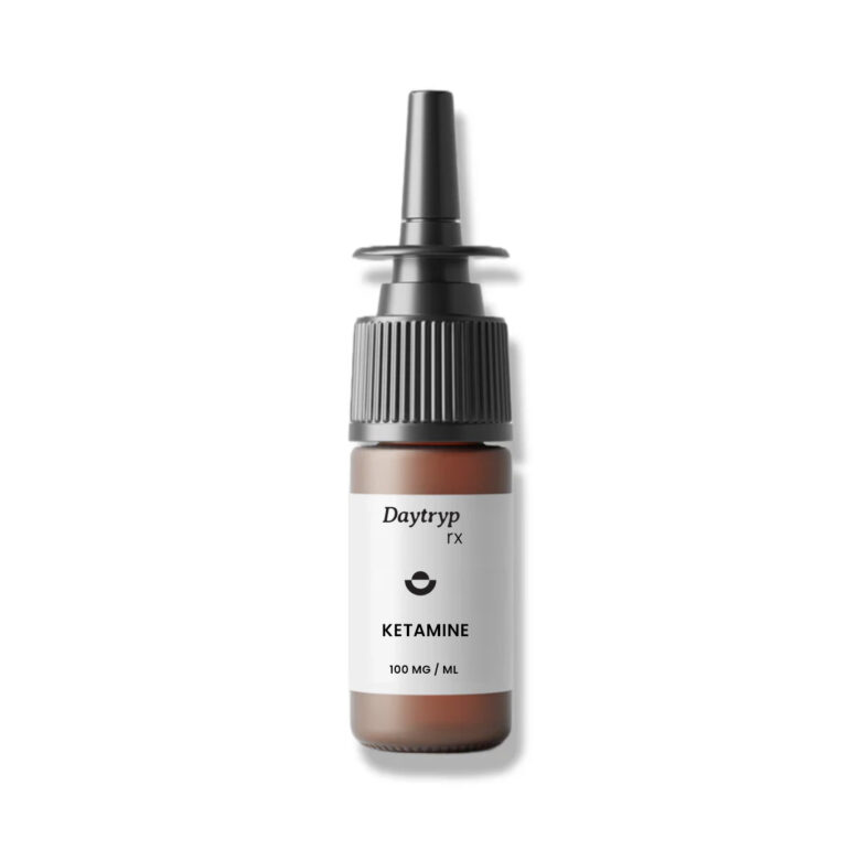 Nasal spray bottle with label reading "Good Moods Science KETAMINE 100 MG / ML".