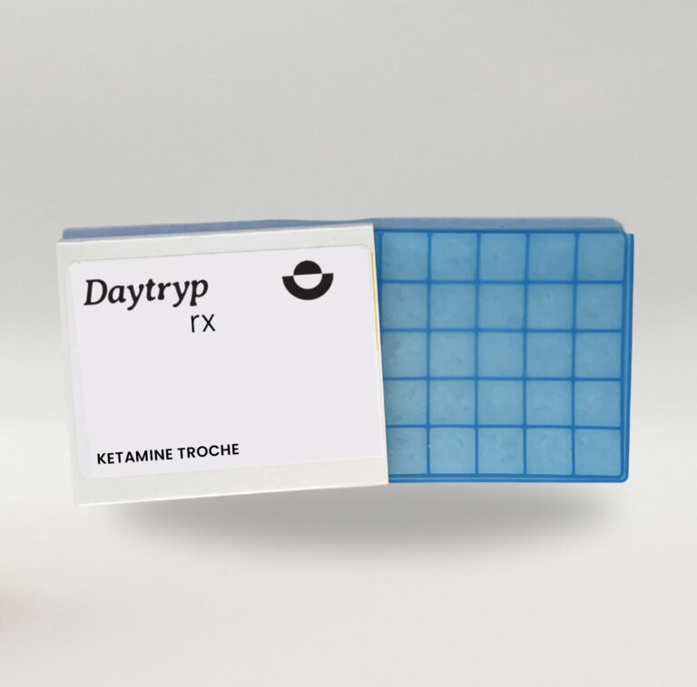 Box for Good Moods Science Ketamine Troche, showing the packaging and internal grid.